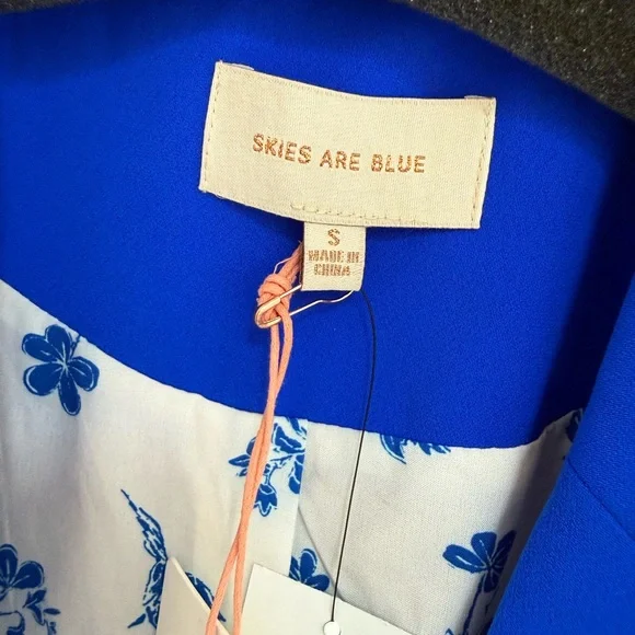 Skies Are Blue Vibrant Blue Women's Blazer - Picture 4 of 12